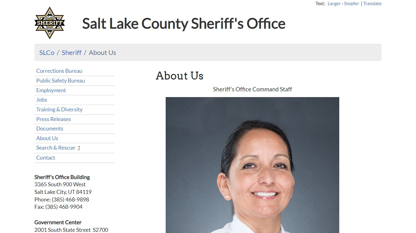 About Us - Sheriff | SLCo - Salt Lake County, Utah